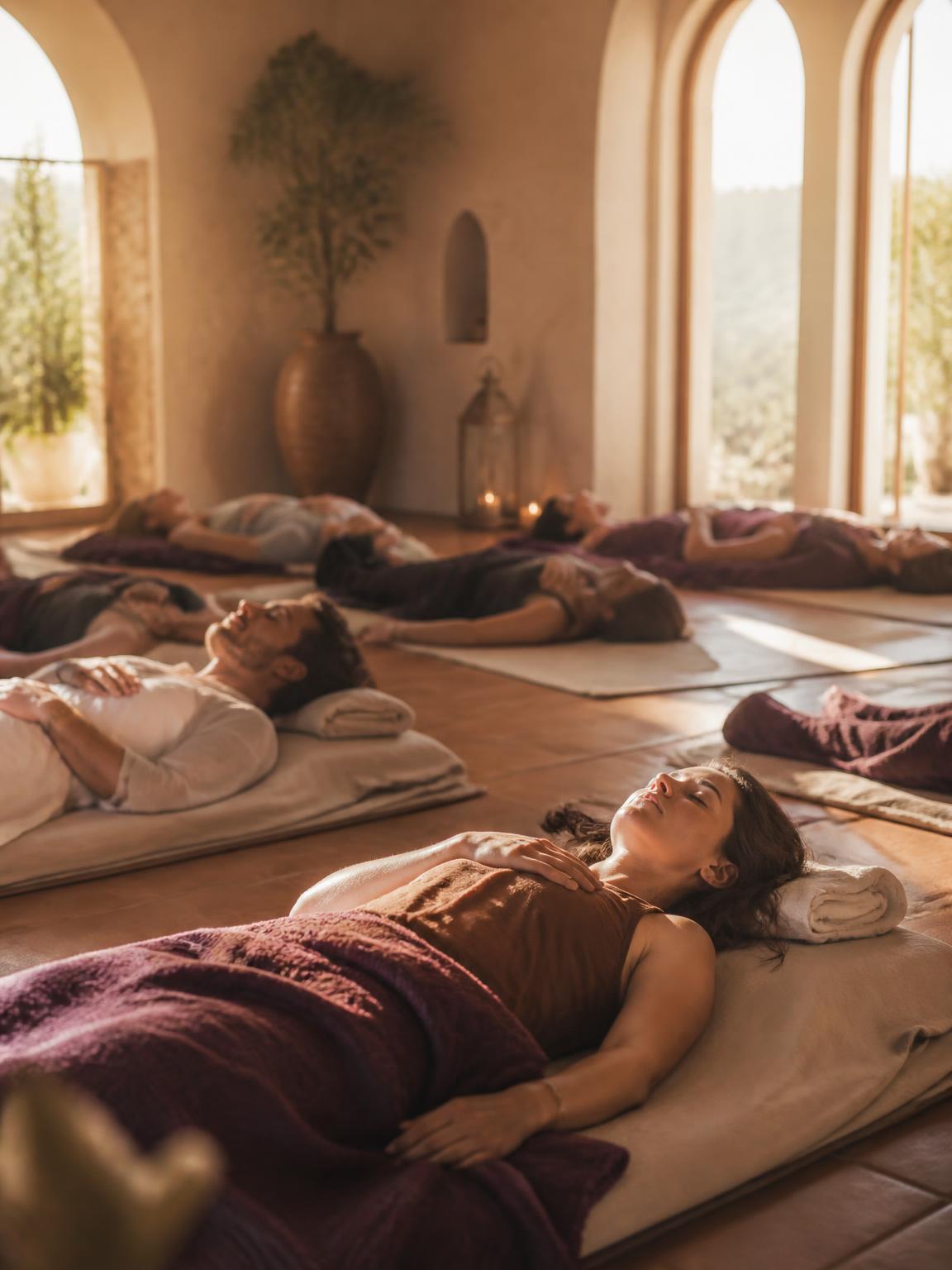 The group in a Holosomatic® breathwork journey — InnerCamp Manifestation Retreat